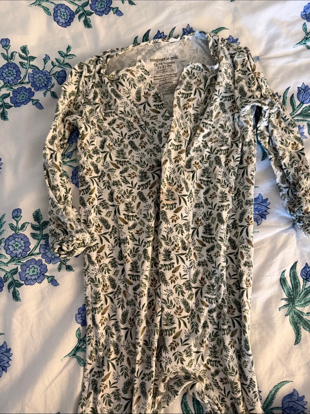Magnetic Me Cream Bodysuit with Olive Green Leaf Print